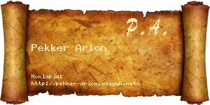 Pekker Arion névjegykártya